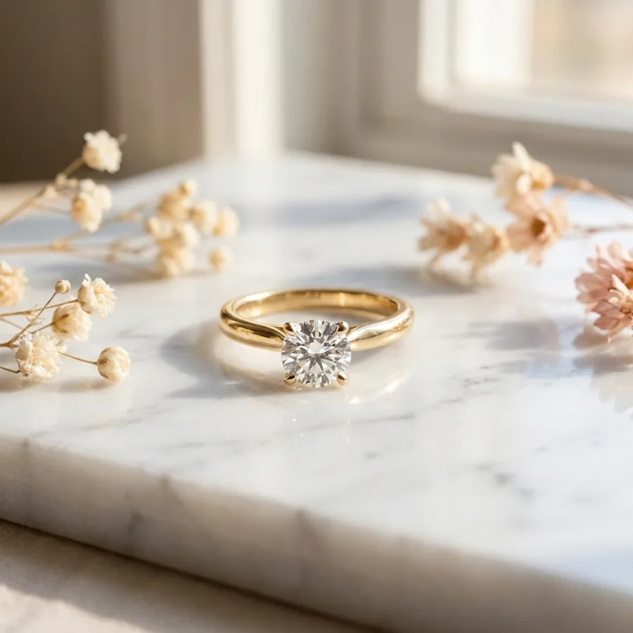 Ring on marble surface