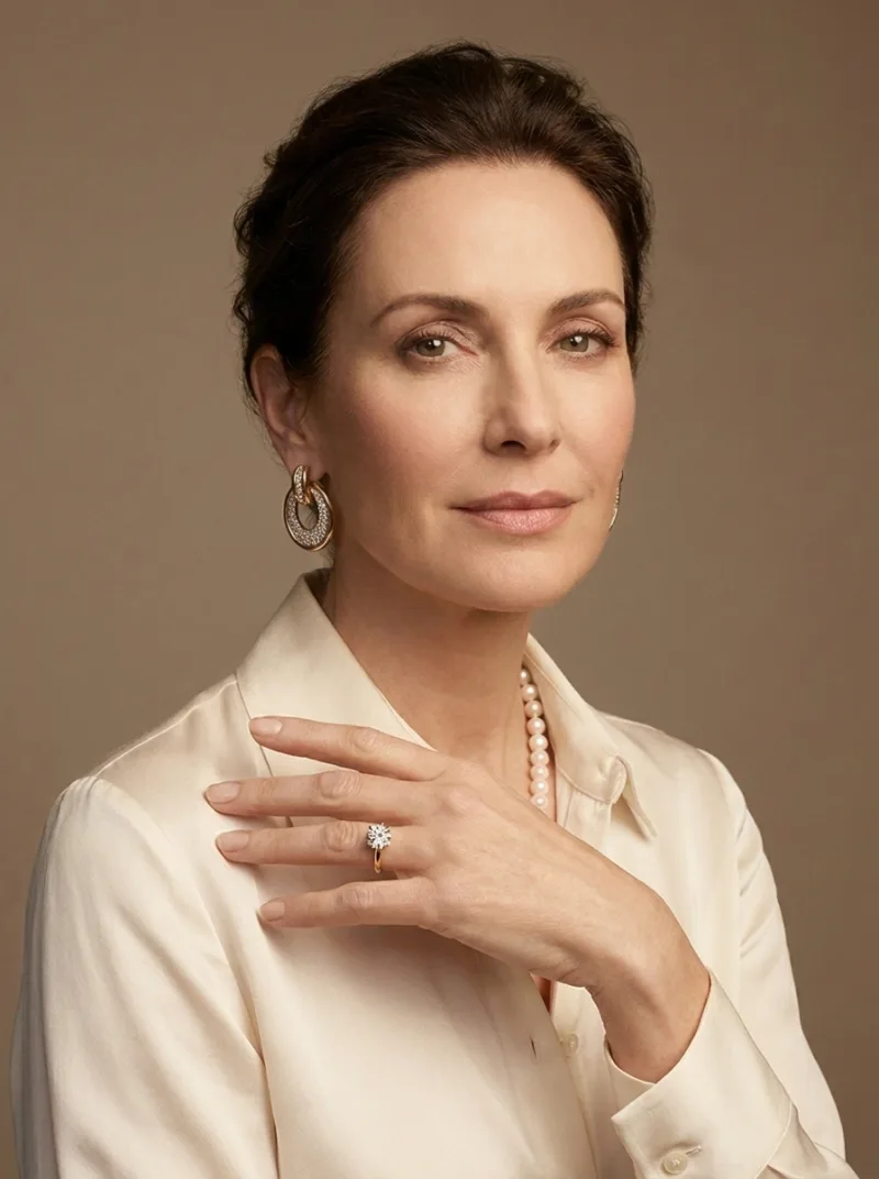 Same model wearing the ring in a campaign shot